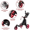 image:imageKVV 3 Wheel 360 Rotating Front Wheel Golf Push Cart Open and Close in ONE SecondFree Umbrella Holder IncludedRedBlack