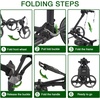 image:imageKVV 3 Wheel Compact Flat Folding Design Golf Push Cart with Lightweight and Sturdy Aluminum Frame Charcoal