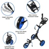 image:imageKVV 3 Wheel FoldableCollapsible Golf Push Cart Ultra Lightweight Smallest Folding Size NewVersion Scorecard HolderCharcoalYellowBlackBlue