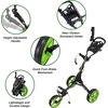 image:imageKVV 3 Wheel FoldableCollapsible Golf Push Cart Ultra Lightweight Smallest Folding Size NewVersion Scorecard HolderCharcoalYellowBlackLime