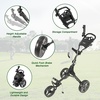 image:imageKVV 3 Wheel FoldableCollapsible Golf Push Cart Ultra Lightweight Smallest Folding Size NewVersion Scorecard HolderCharcoalYellowCharcoal
