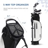 image:imageKVV 5Way Velvet Top Golf Stand Bag  Lightweight WaterResistant PU Leather Golf Carry Bag with Cooler Pocket amp Rain Hood for Men amp WomenBlack  White