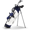 image:imageKVV 5Way Velvet Top Golf Stand Bag  Lightweight WaterResistant PU Leather Golf Carry Bag with Cooler Pocket amp Rain Hood for Men amp WomenBlue  White