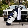 image:imageKVV 5Way Velvet Top Golf Stand Bag  Lightweight WaterResistant PU Leather Golf Carry Bag with Cooler Pocket amp Rain Hood for Men amp WomenBlue  White