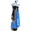 image:imageKVV Junior Complete Golf Club Set for KidsChildren Right Hand Includes Oversize Driver Irons Putter Head Cover Portable Golf Stand BagBlue 1113