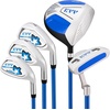 image:imageKVV Junior Complete Golf Club Set for KidsChildren Right Hand Includes Oversize Driver Irons Putter Head Cover Portable Golf Stand BagBlue 1113