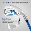 image:imageKVV Junior Complete Golf Club Set for KidsChildren Right Hand Includes Oversize Driver Irons Putter Head Cover Portable Golf Stand BagBlue 1113