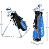 image:imageKVV Junior Complete Golf Club Set for KidsChildren Right Hand Includes Oversize Driver Irons Putter Head Cover Portable Golf Stand BagBlue 1113