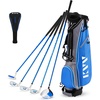 image:imageKVV Junior Complete Golf Club Set for KidsChildren Right Hand Includes Oversize Driver Irons Putter Head Cover Portable Golf Stand BagBlue 1113
