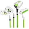 image:imageKVV Junior Complete Golf Club Set for KidsChildren Right Hand Includes Oversize Driver Irons Putter Head Cover Portable Golf Stand BagLime 57