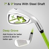image:imageKVV Junior Complete Golf Club Set for KidsChildren Right Hand Includes Oversize Driver Irons Putter Head Cover Portable Golf Stand BagLime 57