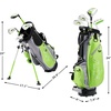 image:imageKVV Junior Complete Golf Club Set for KidsChildren Right Hand Includes Oversize Driver Irons Putter Head Cover Portable Golf Stand BagLime 57