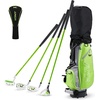 image:imageKVV Junior Complete Golf Club Set for KidsChildren Right Hand Includes Oversize Driver Irons Putter Head Cover Portable Golf Stand BagLime 57