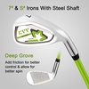 image:imageKVV Junior Complete Golf Club Set for KidsChildren Right Hand Includes Oversize Driver Irons Putter Head Cover Portable Golf Stand BagLime 810