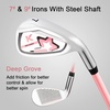 image:imageKVV Junior Complete Golf Club Set for KidsChildren Right Hand Includes Oversize Driver Irons Putter Head Cover Portable Golf Stand BagPink 57