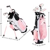image:imageKVV Junior Complete Golf Club Set for KidsChildren Right Hand Includes Oversize Driver Irons Putter Head Cover Portable Golf Stand BagPink 57