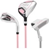 image:imageKVV Junior Golf Clubs Set Ages 3568912 Complete Kids Golf Set with Lightweight Stand Bag Driver Fairway Hybrid Irons Wedge amp Putter Right Handed for Girls amp BoysPink