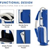 image:imageKVV Vintage PU Leather Golf Sunday Bag SoftSided Golf Club Carry Bag Holds Up to 11 Clubs Ideal for Driving Range amp Par 3Blue  White