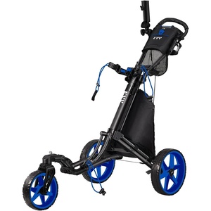 image:imageKVV 3 Wheel 360 Rotating Front Wheel Golf Push Cart Open and Close in ONE SecondFree Umbrella Holder IncludedBlueBlack
