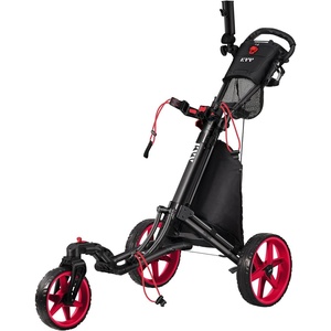 image:imageKVV 3 Wheel 360 Rotating Front Wheel Golf Push Cart Open and Close in ONE SecondFree Umbrella Holder IncludedRedBlack