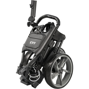 image:imageKVV 3 Wheel FoldableCollapsible Golf Push Cart Ultra Lightweight Smallest Folding Size NewVersion Scorecard HolderCharcoalYellowCharcoal