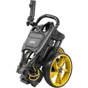 image:imageKVV 3 Wheel FoldableCollapsible Golf Push Cart Ultra Lightweight Smallest Folding Size NewVersion Scorecard HolderCharcoalYellowCharcoalYellow
