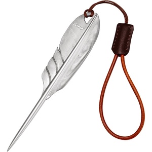 image:imageKVV Premium SingleProng FeatherInspired Divot Tool with Leather Lanyard  Perfect Golf Gift for GolfersMetallic Silver