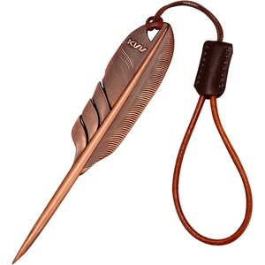 image:imageKVV Premium SingleProng FeatherInspired Divot Tool with Leather Lanyard  Perfect Golf Gift for GolfersWarm Copper